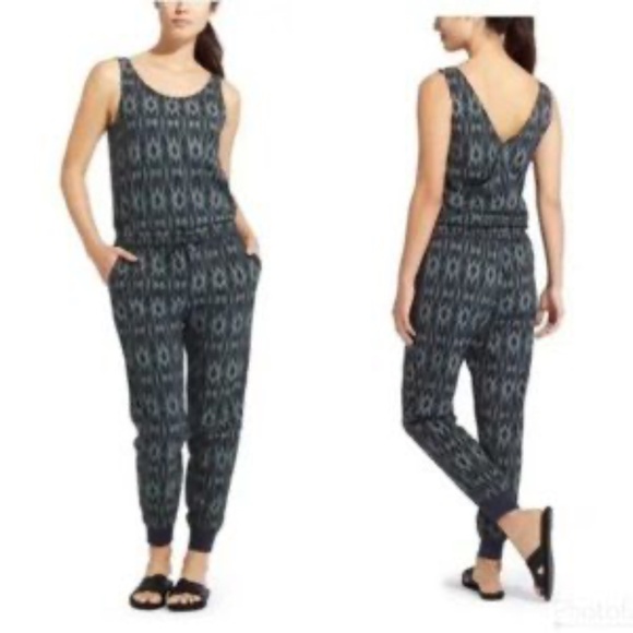 Athleta Pants - Athleta Green Ikat Open Cross Back Jogger Pant Jumpsuit Size 4